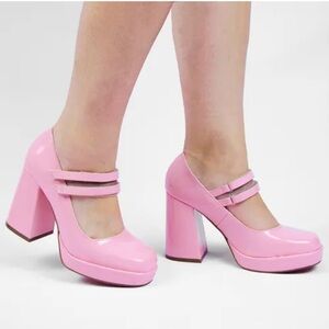 Steve Madden Women’s 9 Pink Patent Leather Mary Jane Barbie Custom Platform Heel